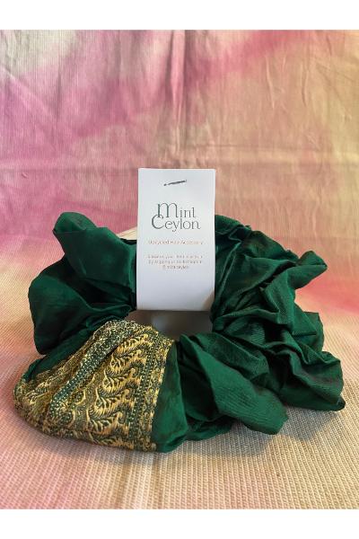  Scrunchy (L) - Forest Green & Gold